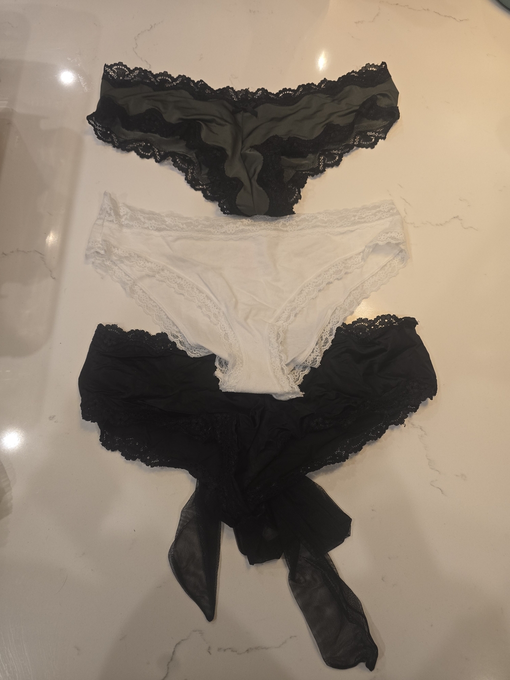 Victoria's Secret Lace Bikini Trio - Olive, White & Black